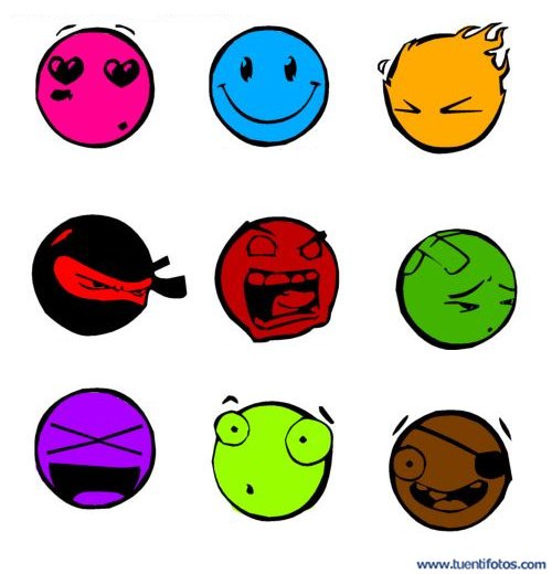 Nueve Iconos De Caras