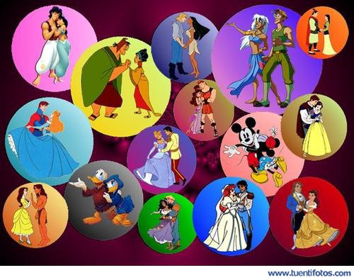 Dibujos de Parejas Disney En Circulos