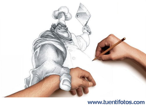 Ilusiones de Carnicero Dibujado Que Corta