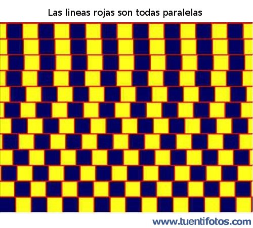 Ilusiones de Las Lineas Rojas Paralelas