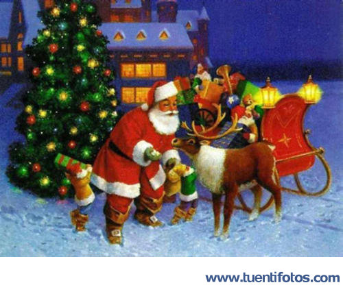 Papa Noel Alimenta A Rudolf