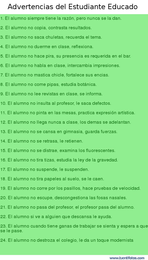 Textos de Advertencias Del Estudiante