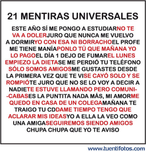 Textos de Ventiuna Mentiras Universales