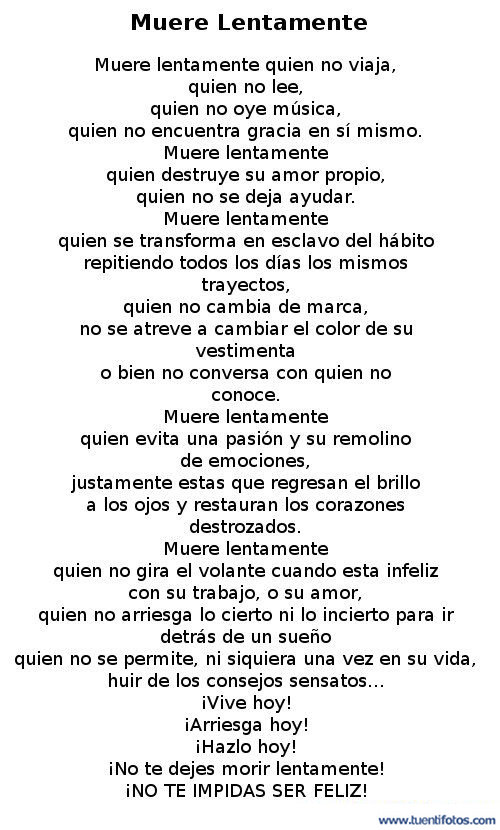 Textos de Muere Lentamente